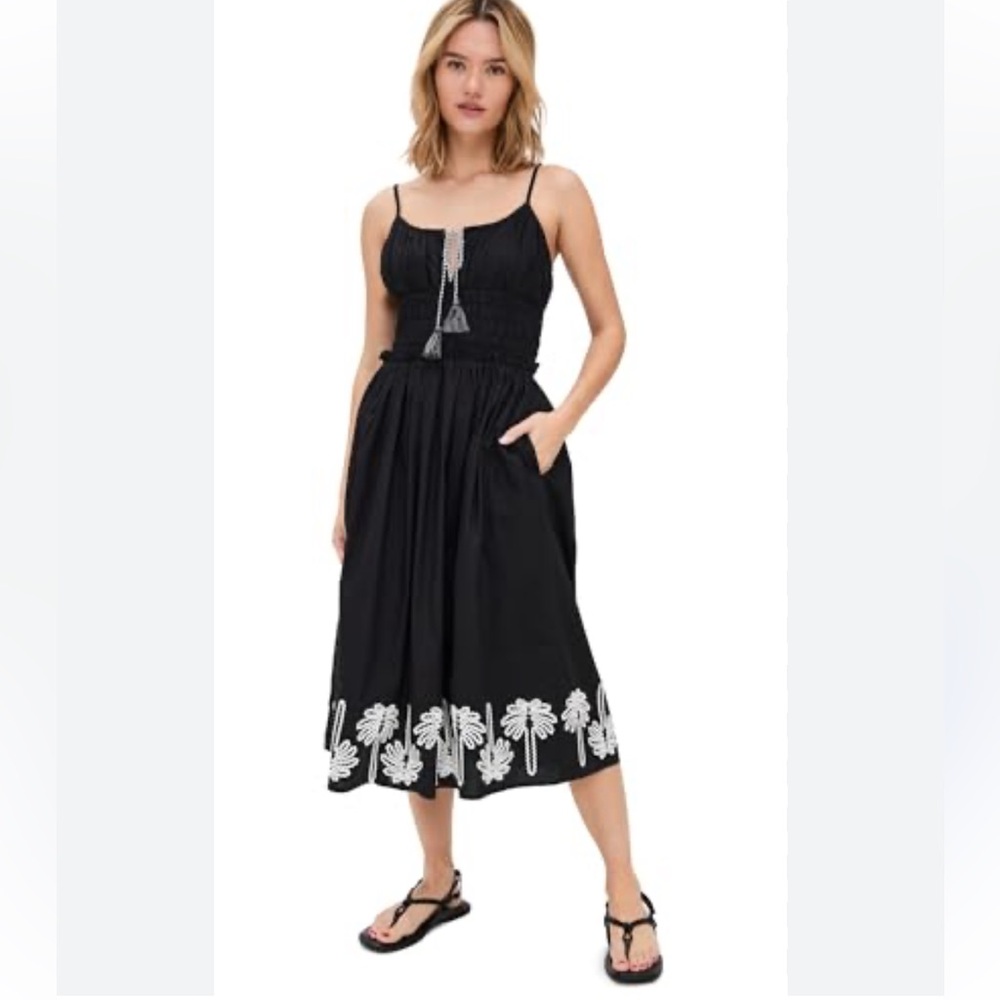 Rails Baja Dress In Black
Ivory Palm Trees Black Embroidered Sundress w Tassel S - Picture 8 of 15